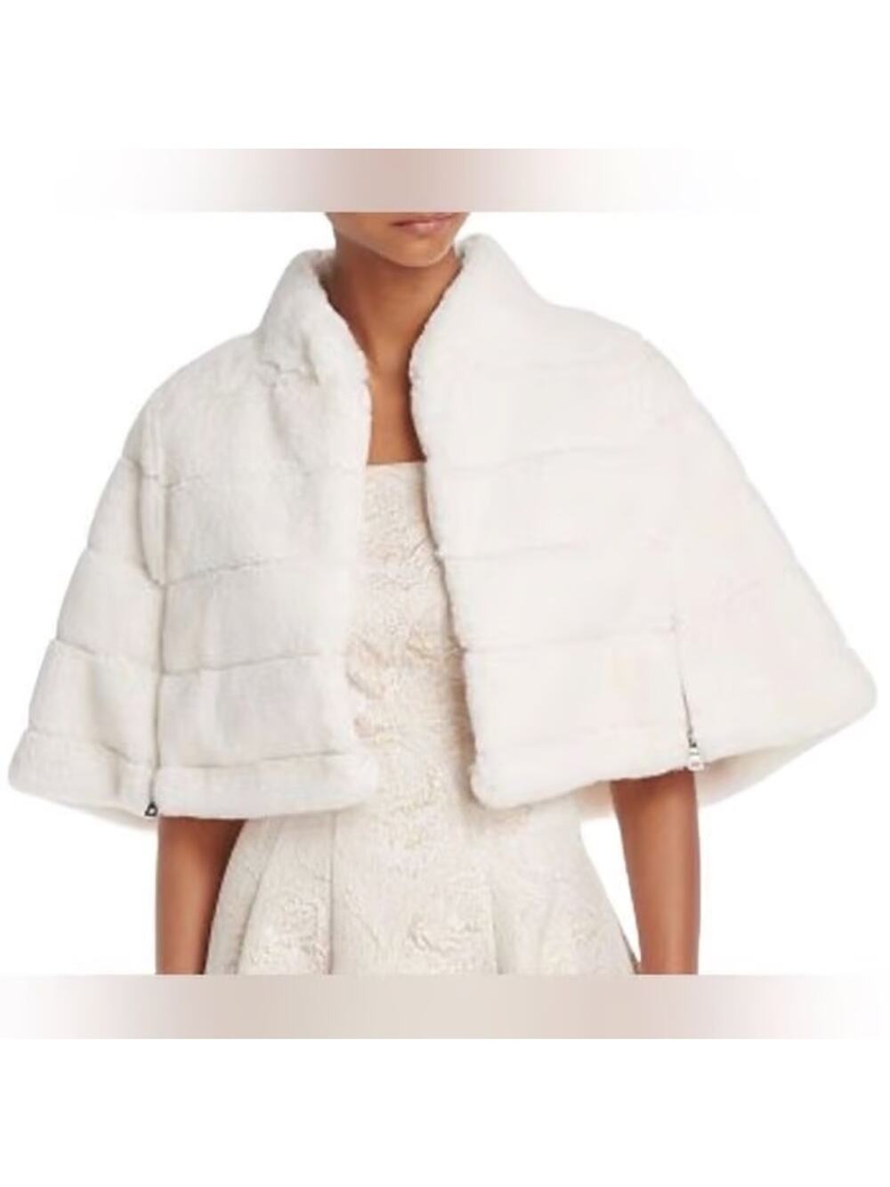 BHLDN Shawl Jacket Wrap Womens Small White Faux Fur